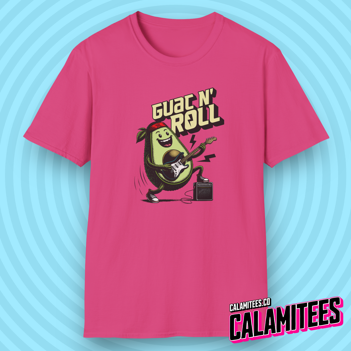 Guac N' Roll - Rockstar Avocado Playing Guitar T-Shirt