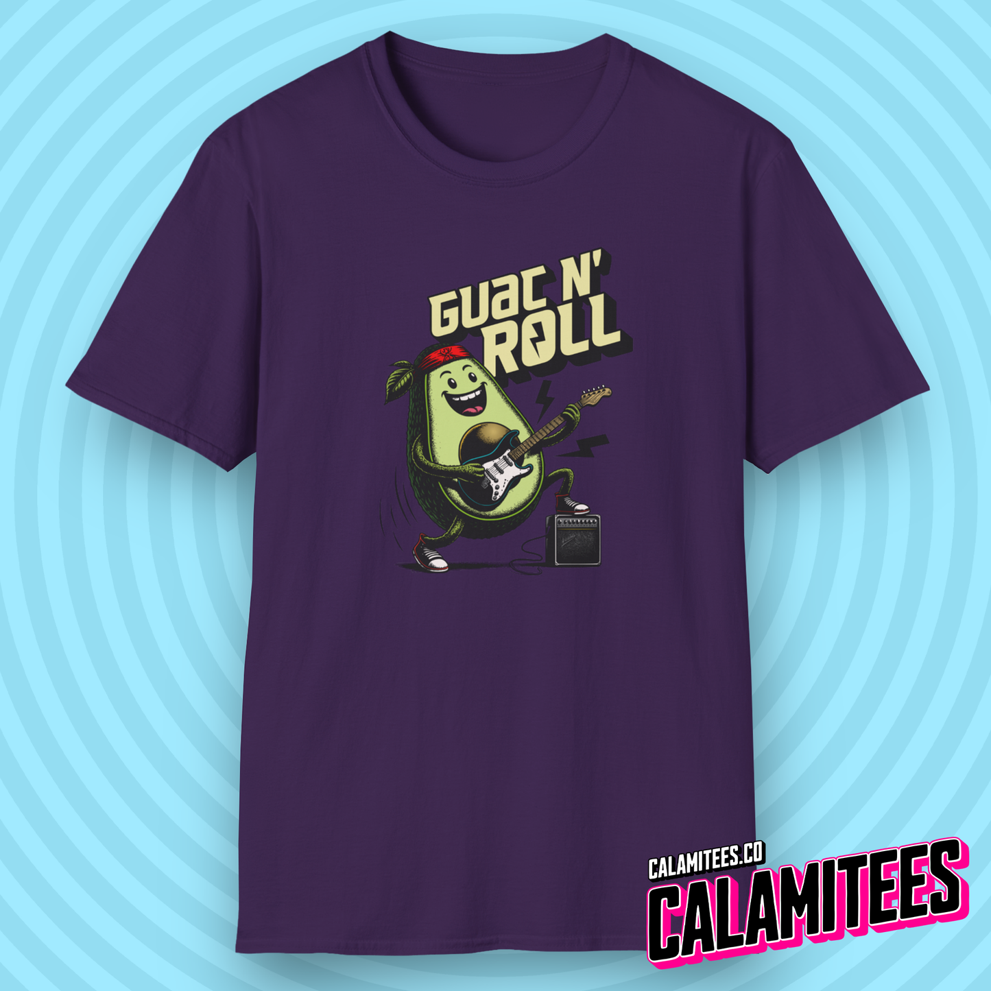 Guac N' Roll - Rockstar Avocado Playing Guitar T-Shirt