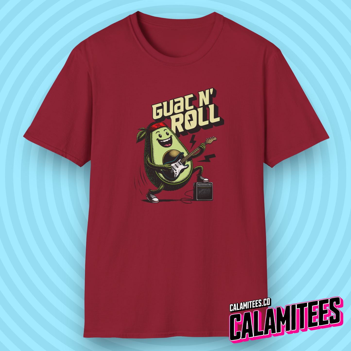 Guac N' Roll - Rockstar Avocado Playing Guitar T-Shirt