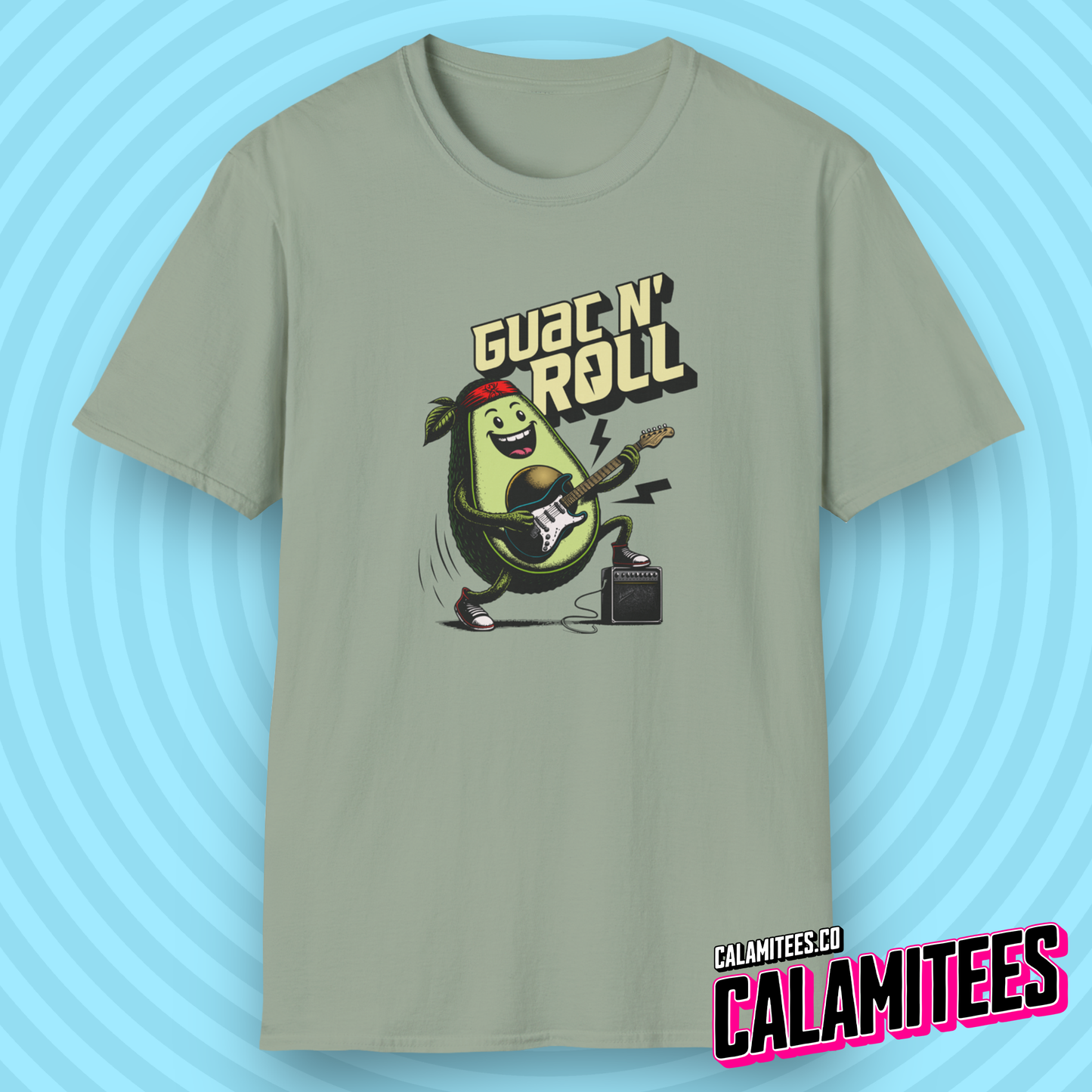 Guac N' Roll - Rockstar Avocado Playing Guitar T-Shirt