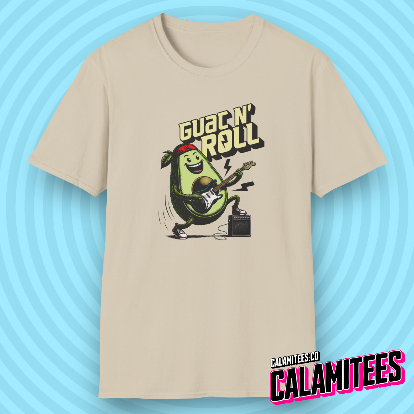 Guac N' Roll - Rockstar Avocado Playing Guitar T-Shirt