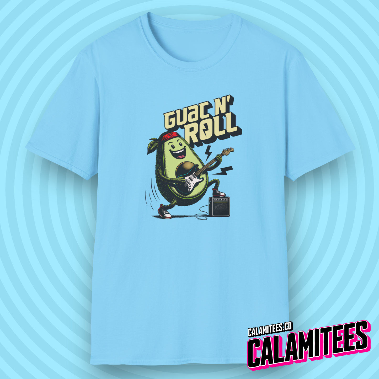 Guac N' Roll - Rockstar Avocado Playing Guitar T-Shirt