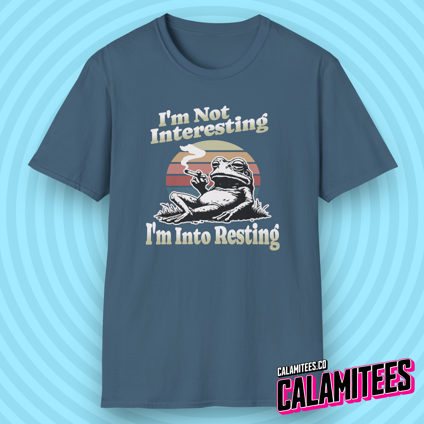 I'm not interesting, I'm into resting chill frog smoking graphic tee retro style lazy people funny t-shirt