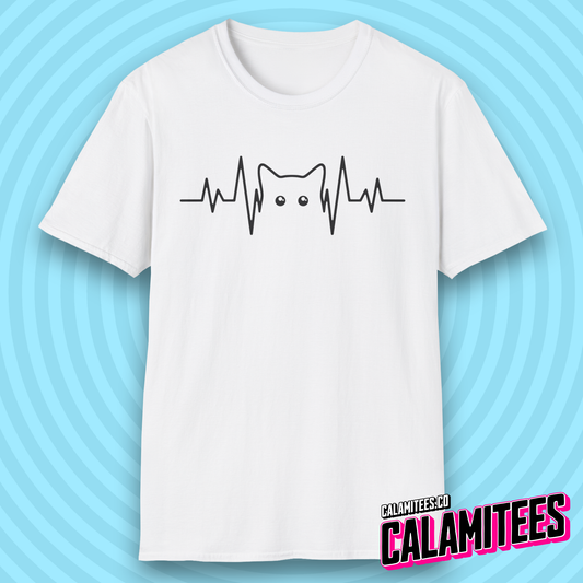 Cat Heartbeat Heartrate Pulse Line Kitty Kitten Pet Lover T-Shirt
