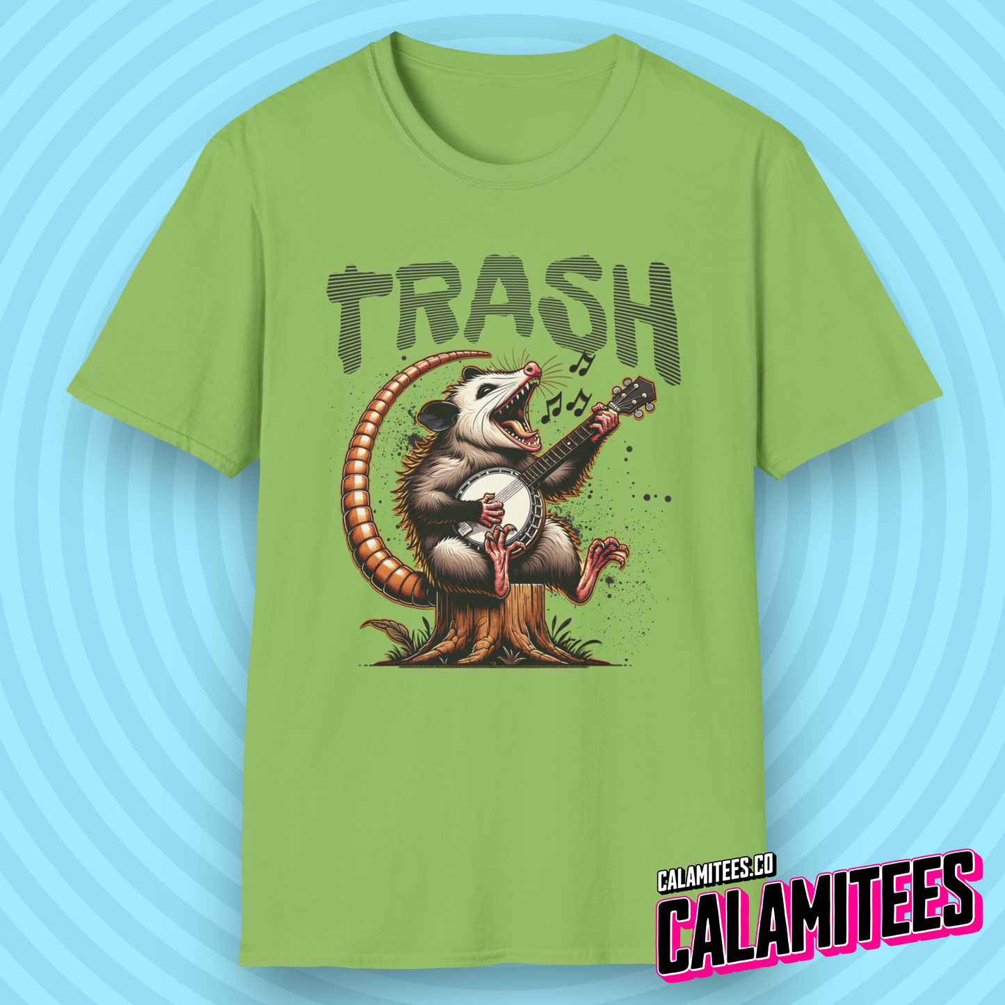Junkyard Jamboree - Trash Possum Playing Banjo T-Shirt
