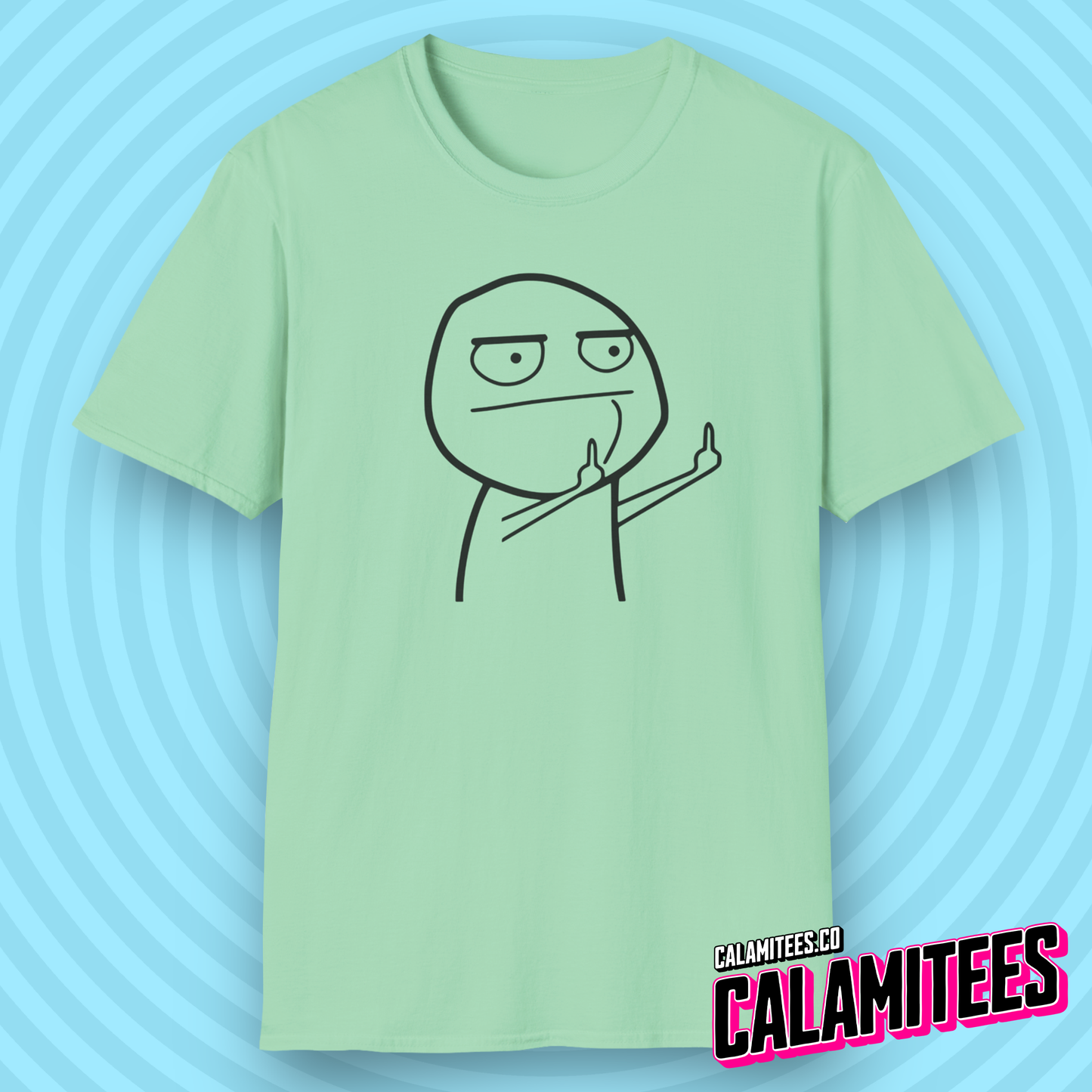 Middle Finger Flip Off Meme Character Giving the Bird Graphic Tee Funny Illustration Pop Culture T-Shirt