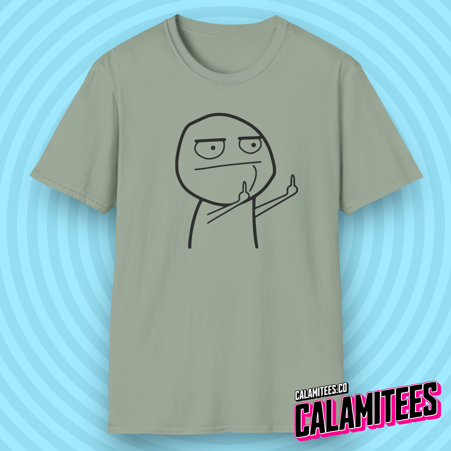 Middle Finger Flip Off Meme Character Giving the Bird Graphic Tee Funny Illustration Pop Culture T-Shirt