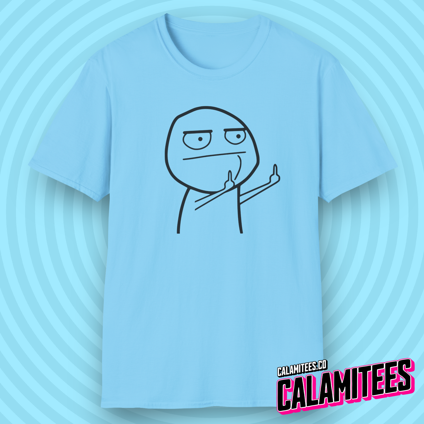 Middle Finger Flip Off Meme Character Giving the Bird Graphic Tee Funny Illustration Pop Culture T-Shirt