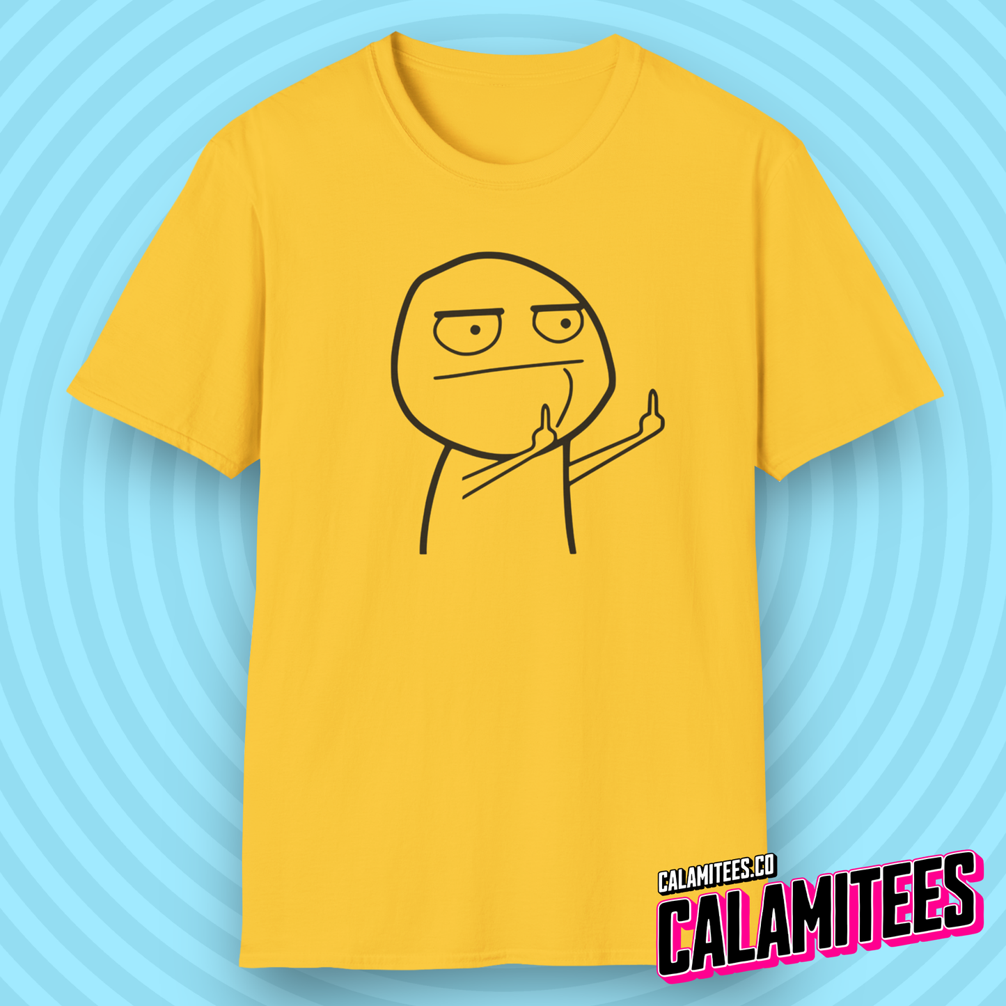 Middle Finger Flip Off Meme Character Giving the Bird Graphic Tee Funny Illustration Pop Culture T-Shirt