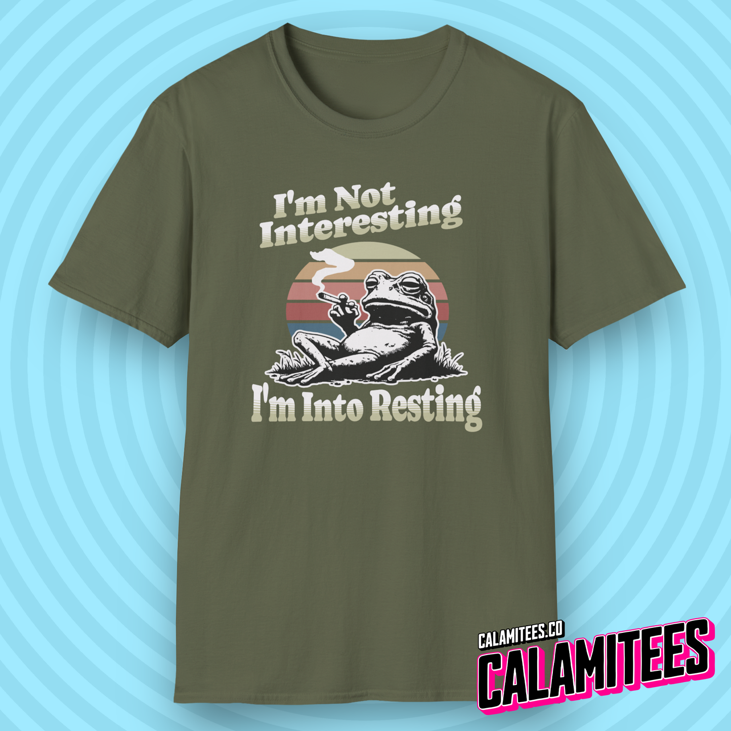 I'm Not Interesting, I'm Into Resting Chill Frog Illustration Graphic Tee Clever Funny T-Shirt