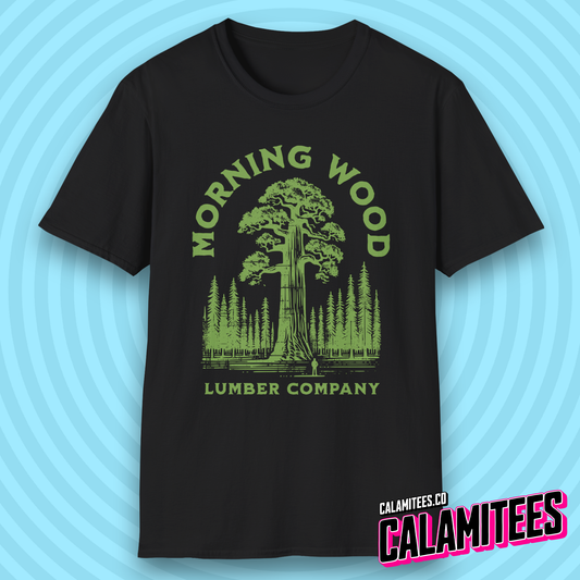 Morning Wood Lumber Company Rustic Vintage Style Funny Logo T-Shirt
