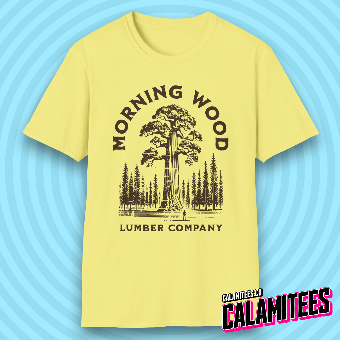 Morning Wood Lumber Company Rustic Vintage Style Funny Logo T-Shirt