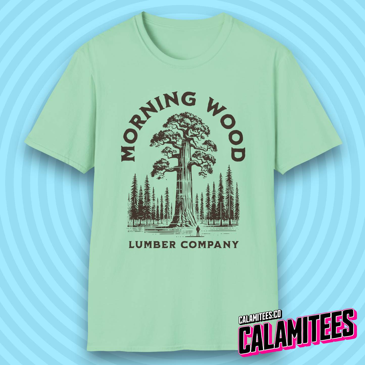 Morning Wood Lumber Company Rustic Vintage Style Funny Logo T-Shirt