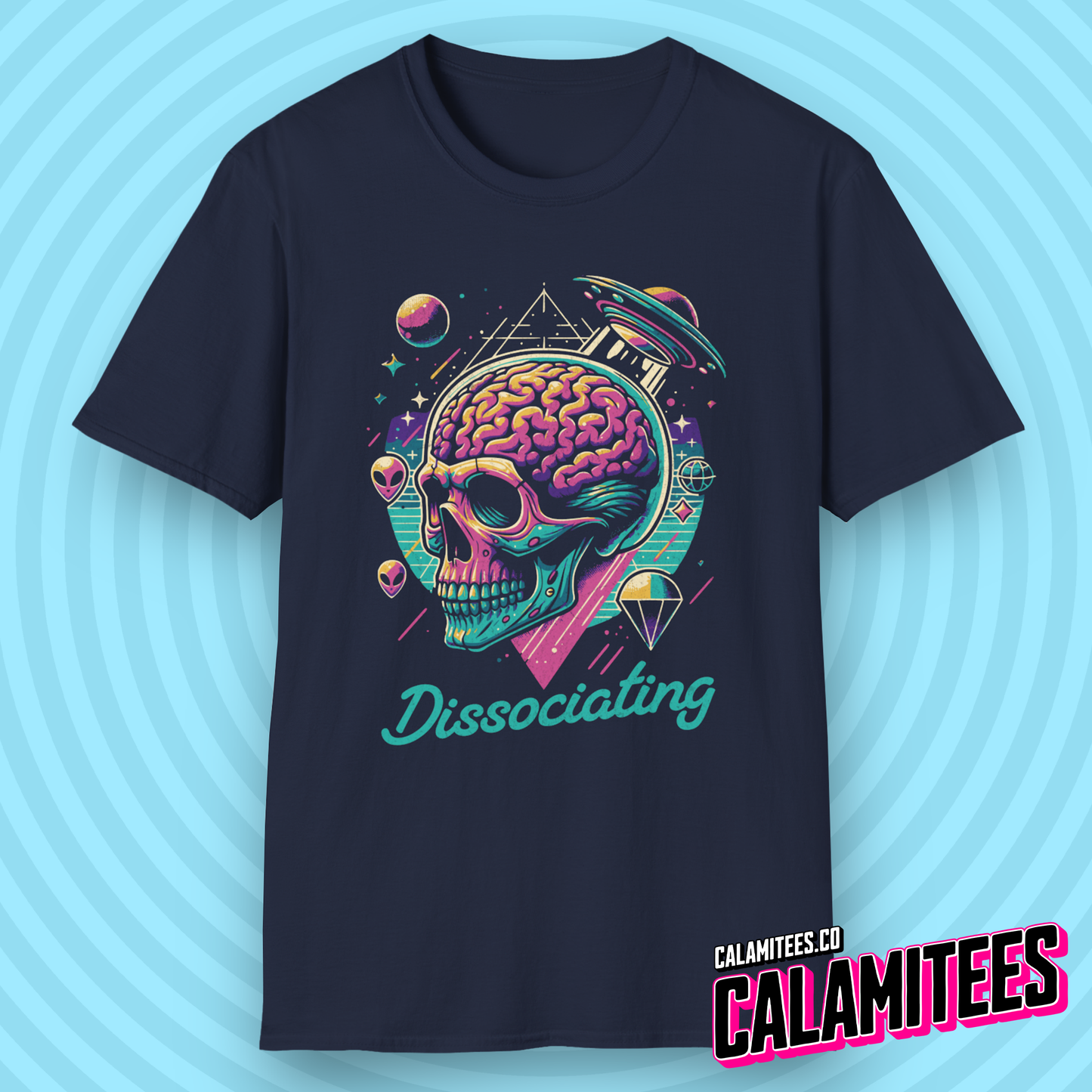 Dissociating - Space Case Brain Skull T-Shirt