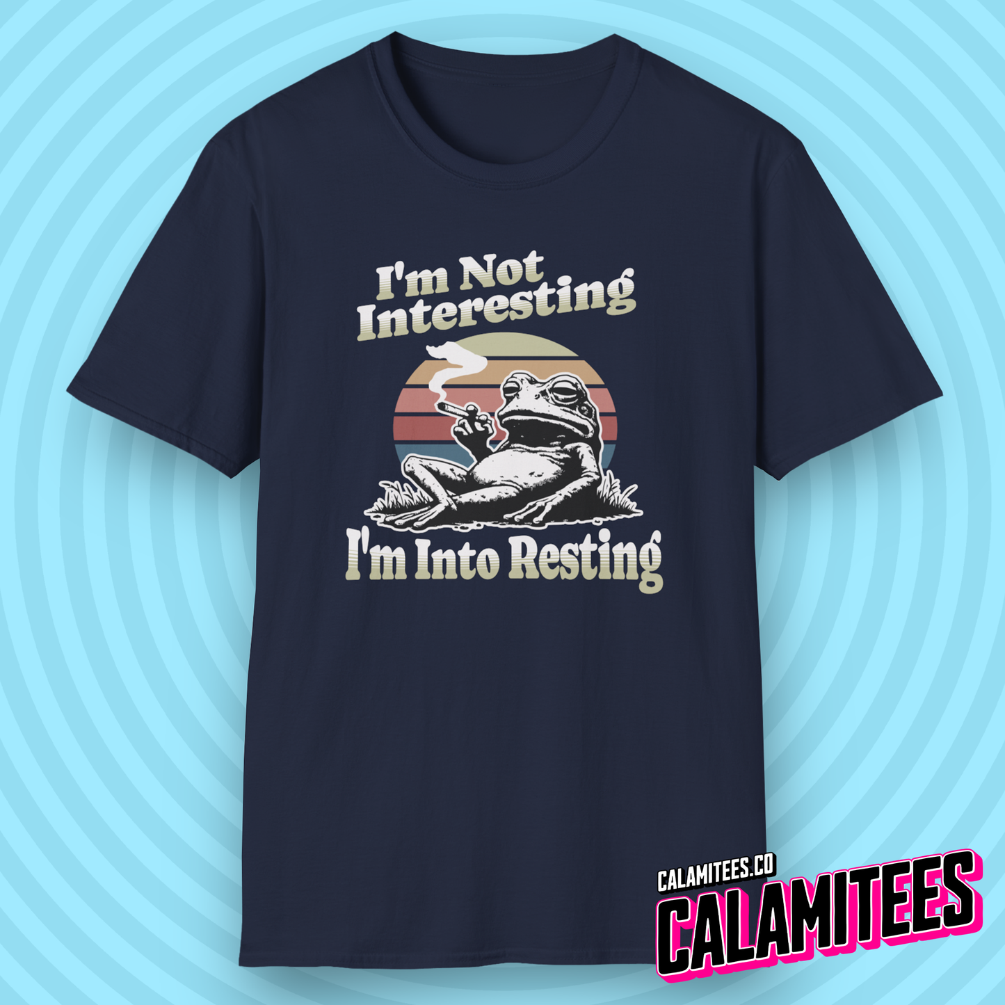 I'm Not Interesting, I'm Into Resting Chill Frog Illustration Graphic Tee Clever Funny T-Shirt