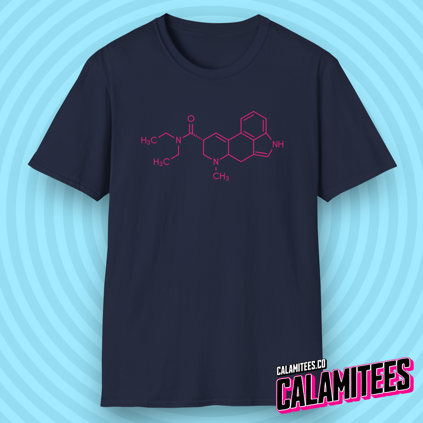 LSD Molecular Structure Illustration Lysergic Acid Diethylamide Chemistry Geek Graphic Tee Trippy Molecule T-Shirt