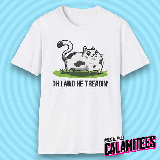 Oh Lawd He Treadin' Gadsden Flag Parody Fat Cat Chonk T-Shirt