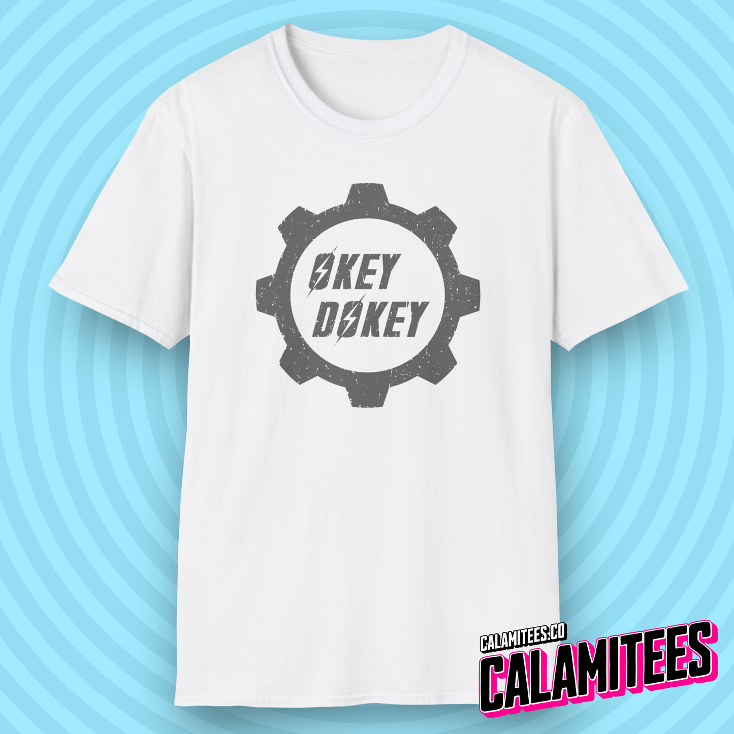Okey Dokey Distressed Fallout Style Logo Graphic T-Shirt