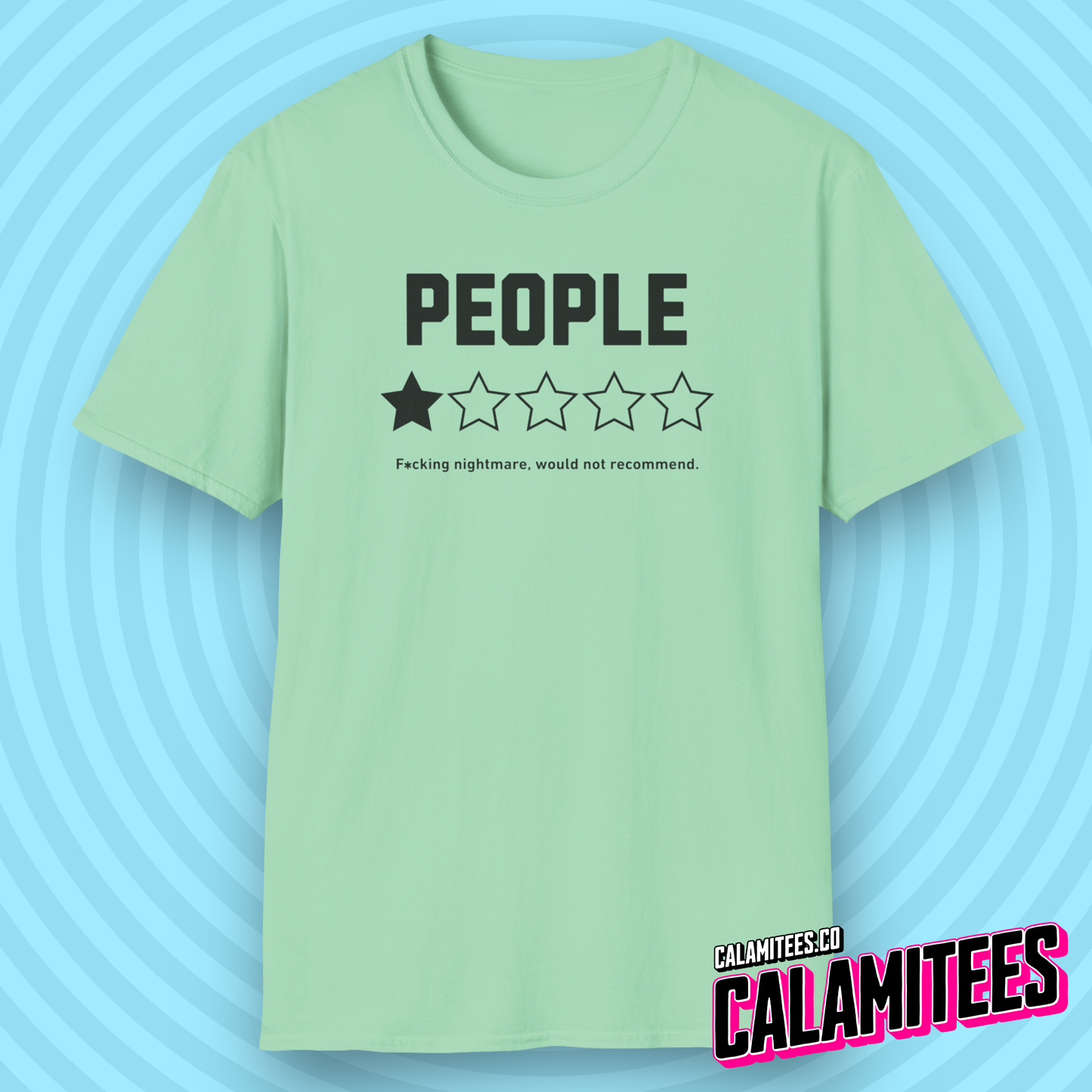 People Would Not Recommend 1 Star Rating Graphic Tee Funny Sarcastic Loner Antisocial Humor T-Shirt