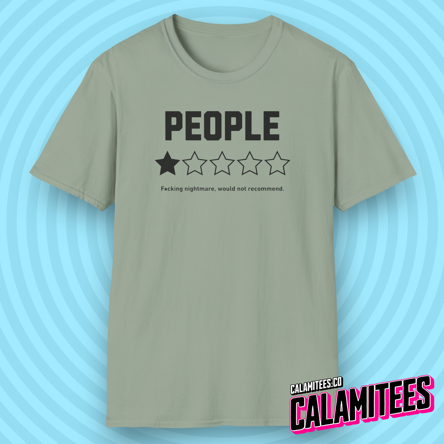 People Would Not Recommend 1 Star Rating Graphic Tee Funny Sarcastic Loner Antisocial Humor T-Shirt
