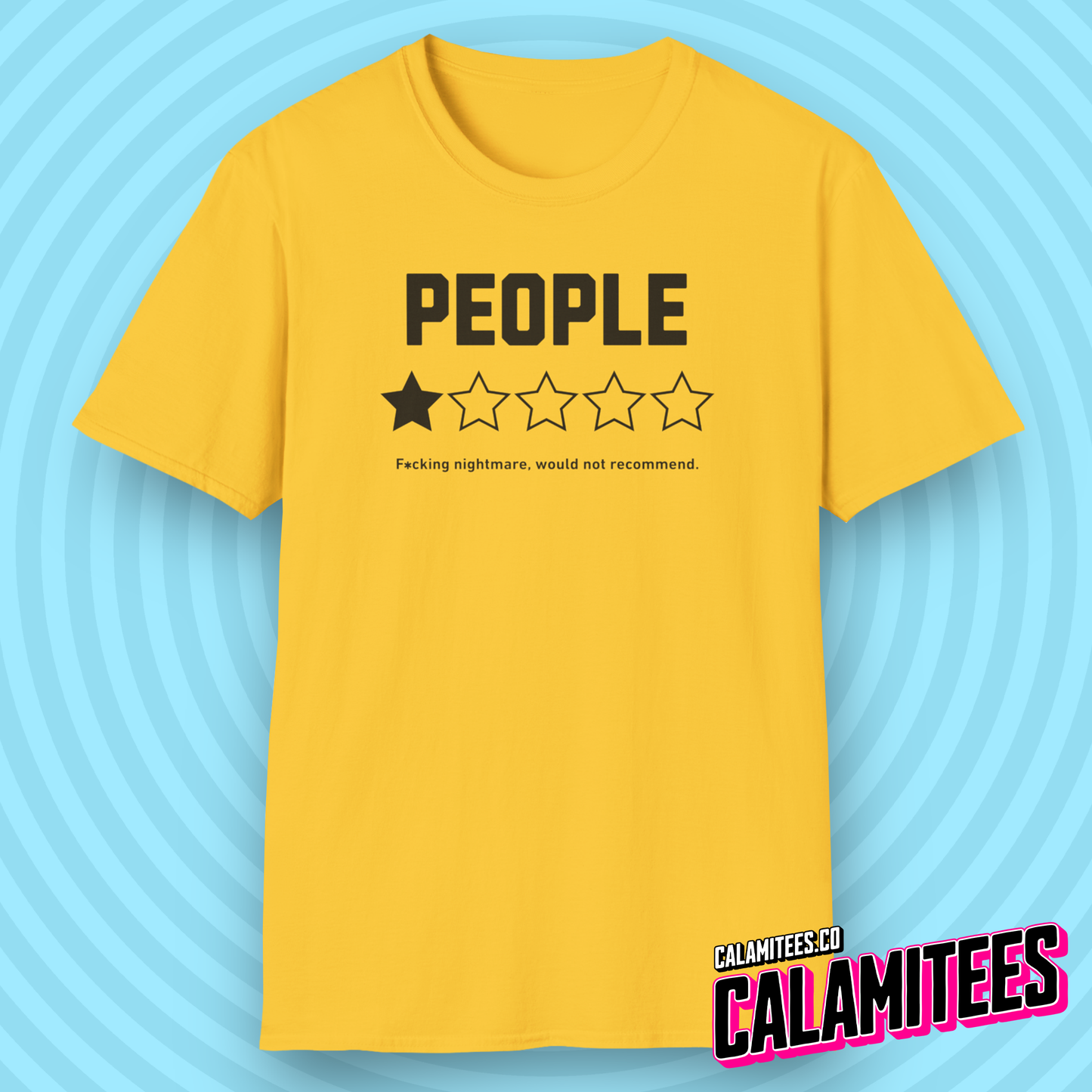 People Would Not Recommend 1 Star Rating Graphic Tee Funny Sarcastic Loner Antisocial Humor T-Shirt