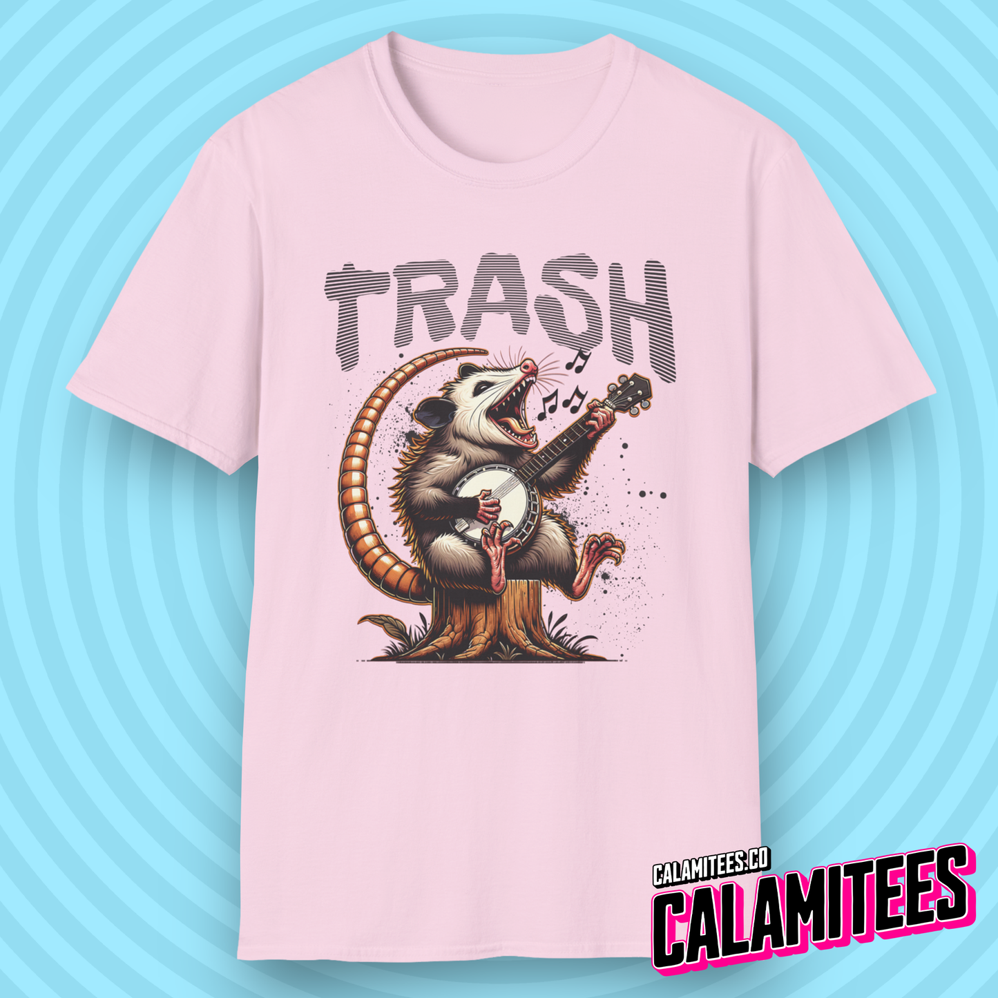 Junkyard Jamboree - Trash Possum Playing Banjo T-Shirt