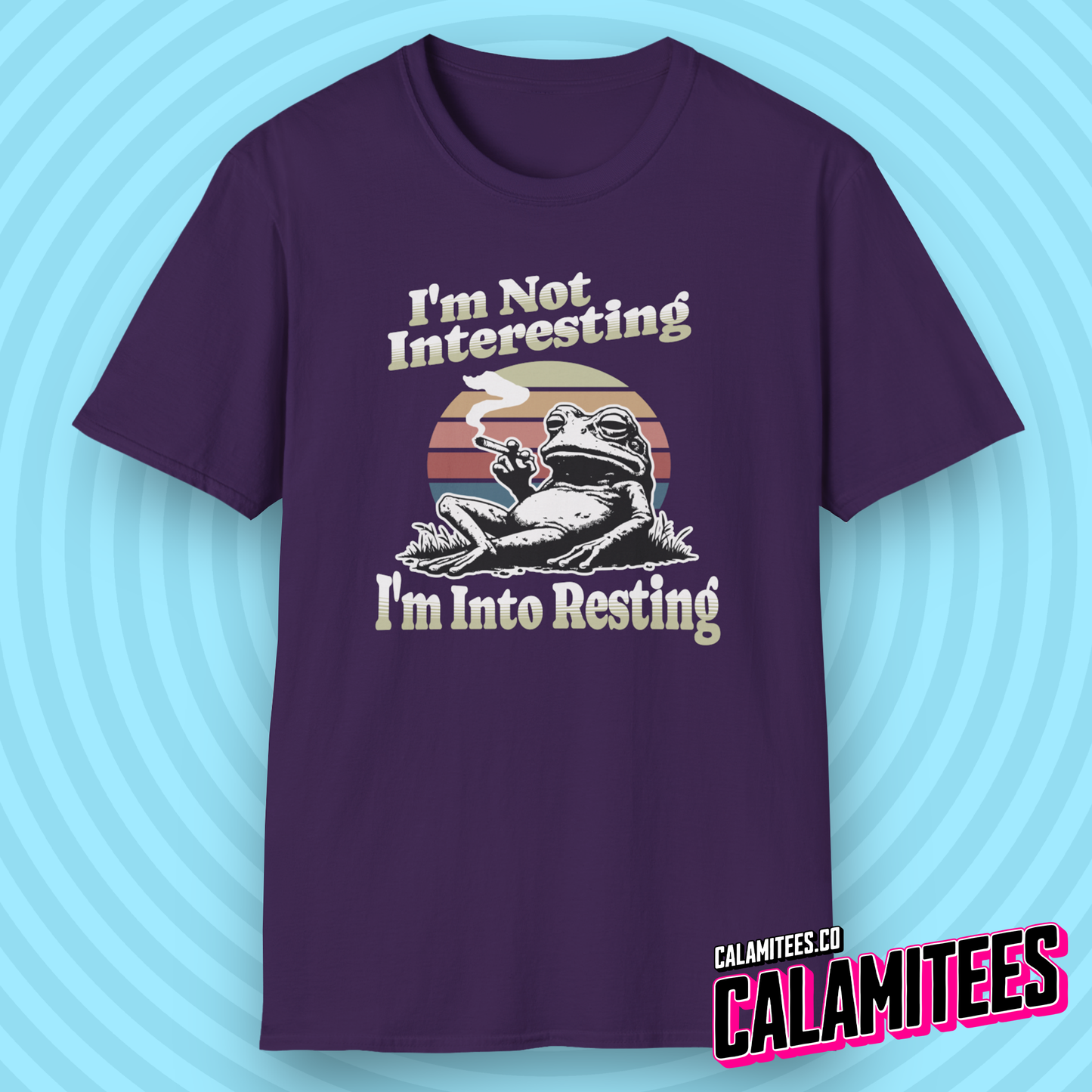 I'm not interesting, I'm into resting chill frog smoking graphic tee retro style lazy people funny t-shirt