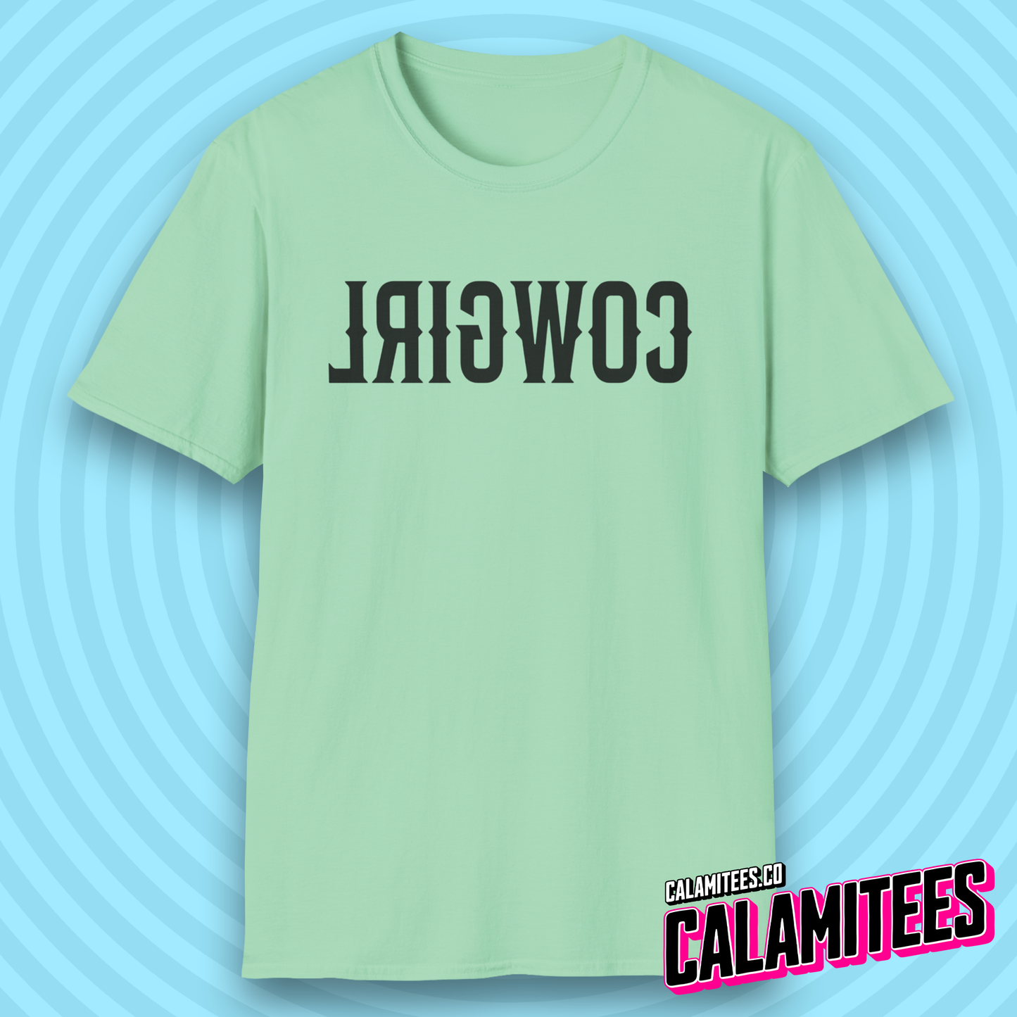 Reverse Cowgirl Backwards Text Western Style T-Shirt