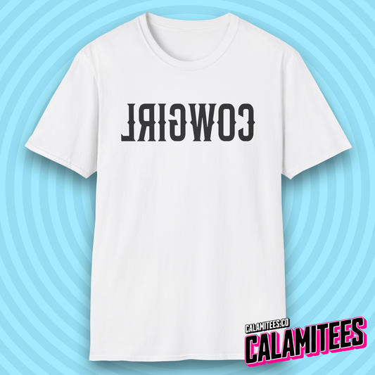 Reverse Cowgirl Backwards Text Western Style T-Shirt