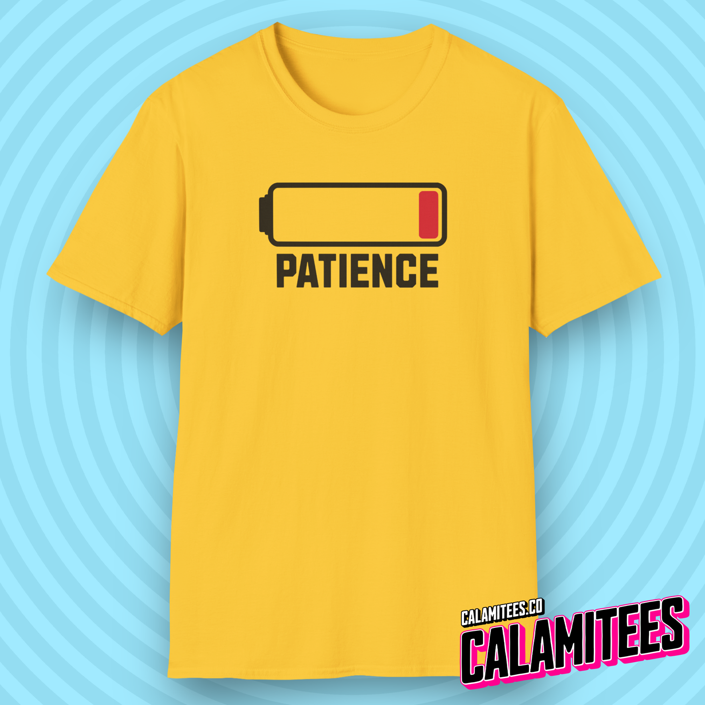Running Out Of Patience funny low battery icon graphic tee sarcastic humor adulting t-shirt