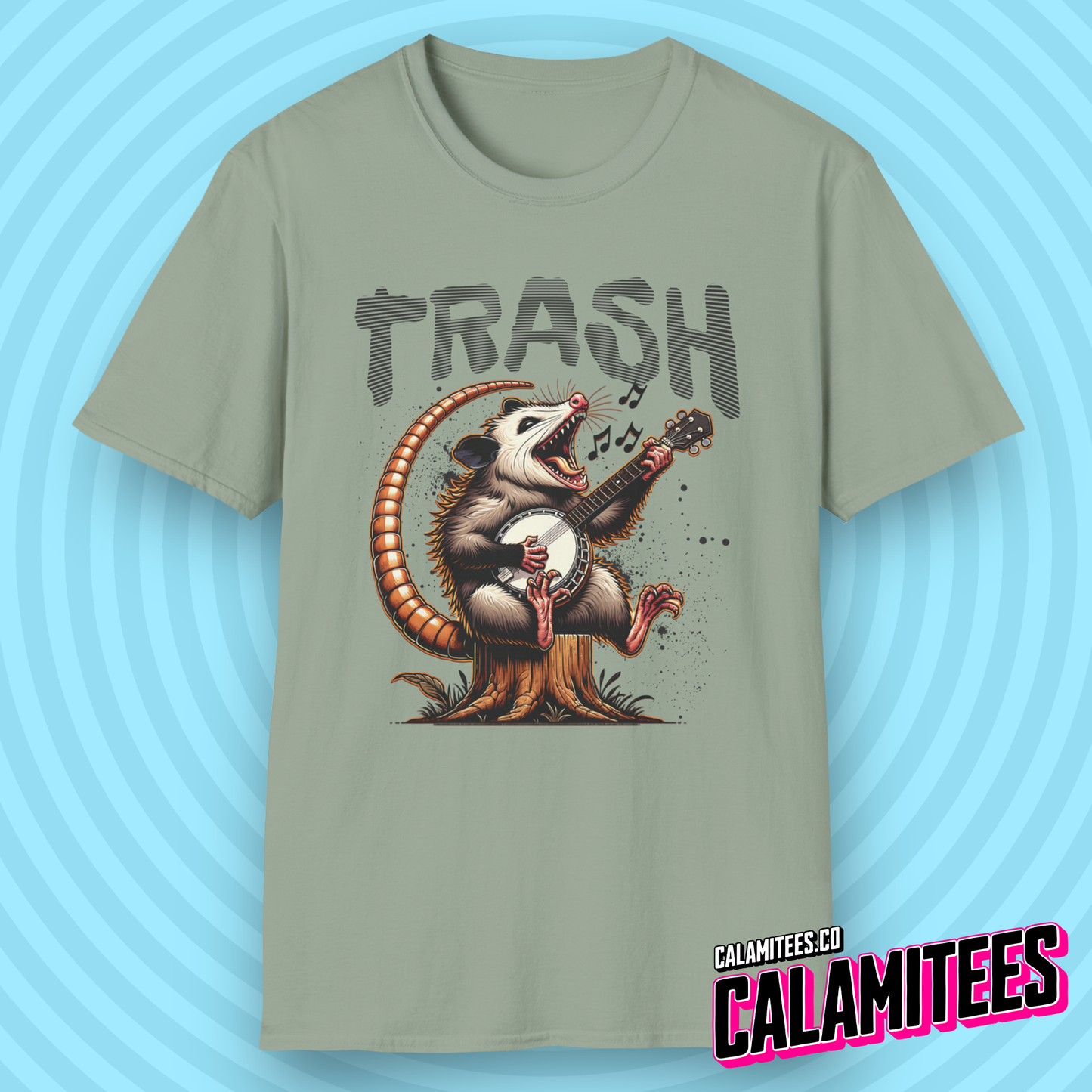 Junkyard Jamboree - Trash Possum Playing Banjo T-Shirt
