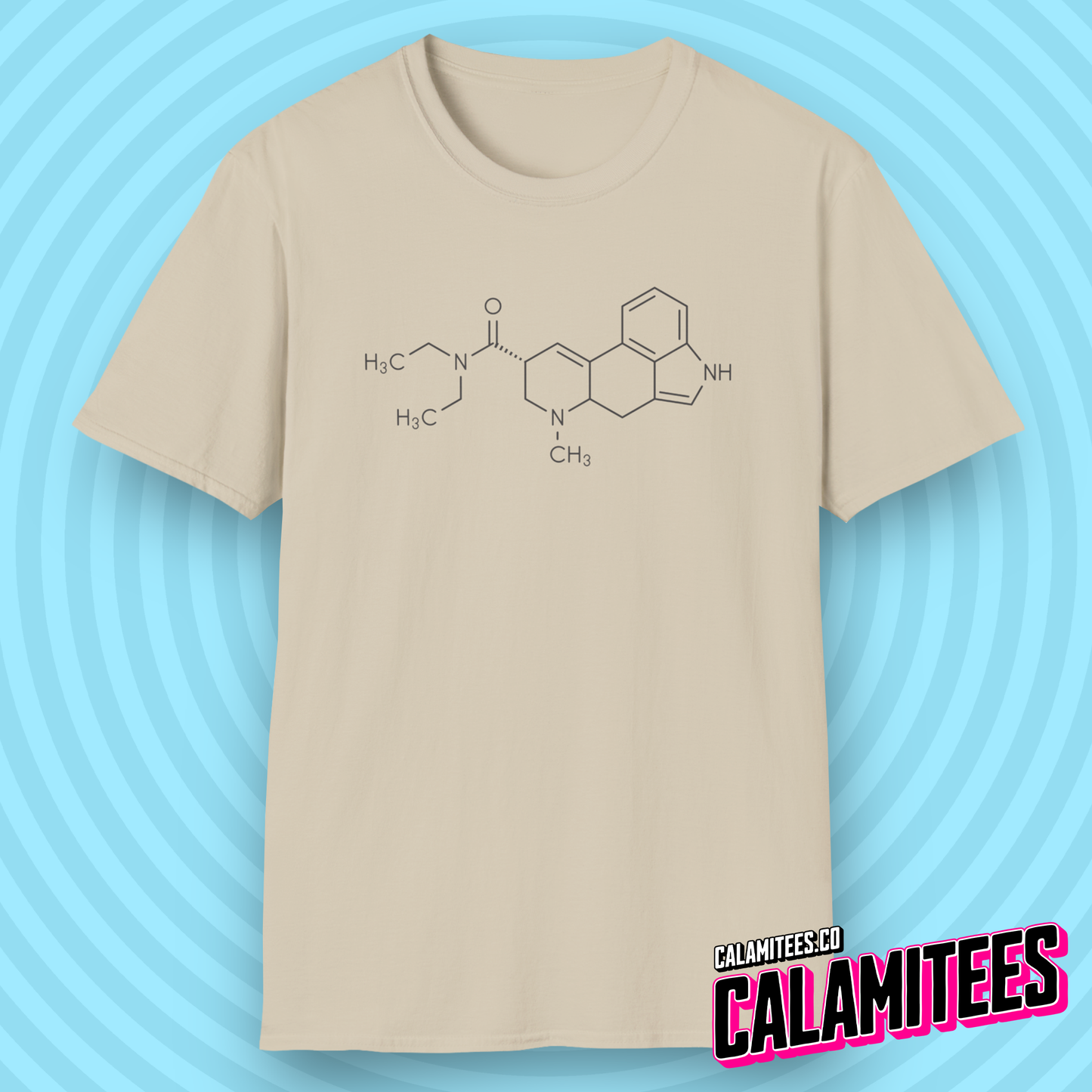 LSD Molecular Structure Illustration Lysergic Acid Diethylamide Chemistry Geek Graphic Tee Trippy Molecule T-Shirt