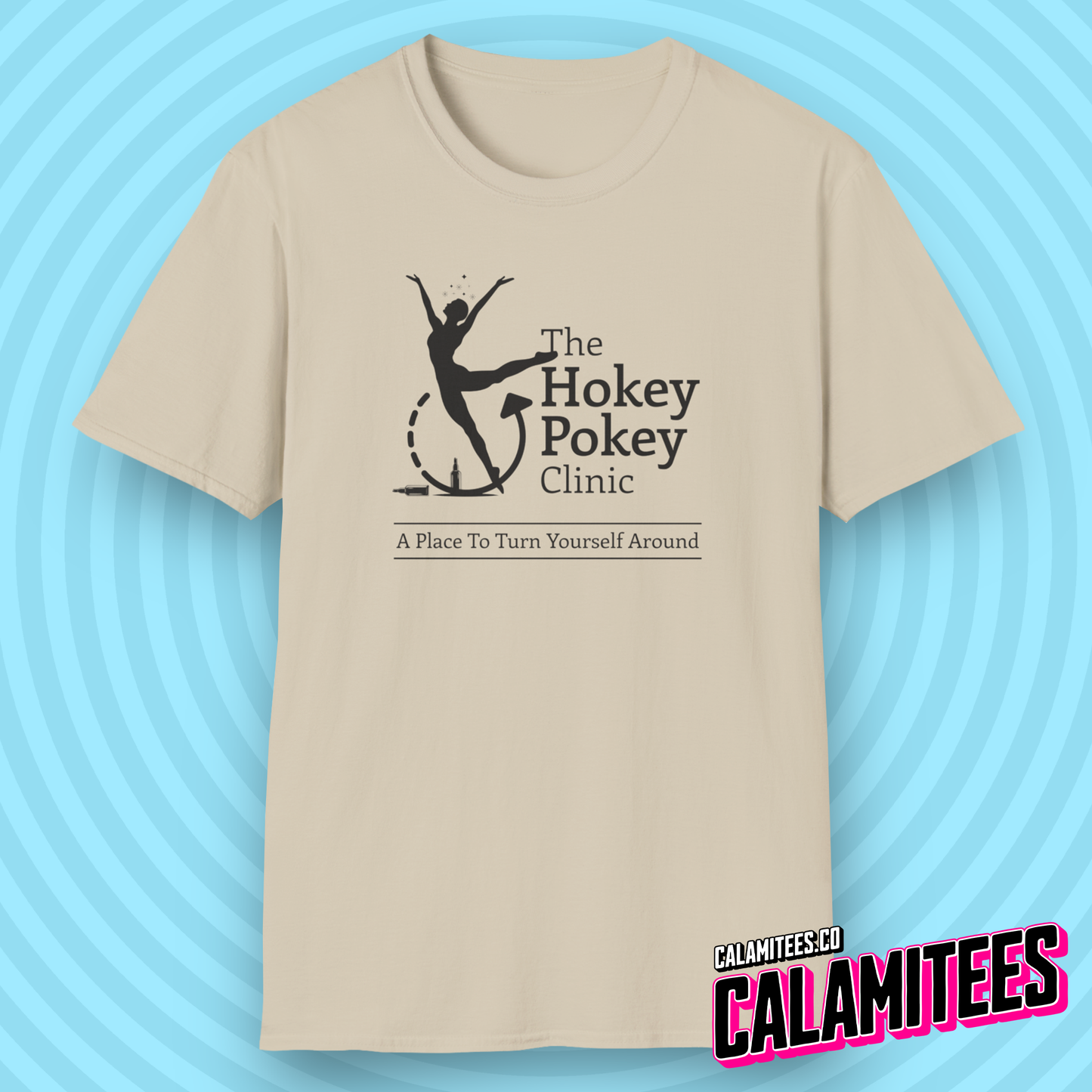 The Hokey Pokey Clinic A Place to Turn Yourself Around Rehab Joke Parody Logo Graphic Tee Funny T-Shirt
