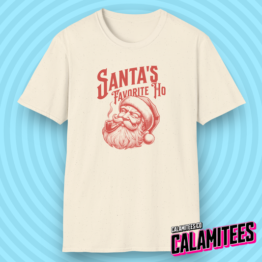 Santa's Favorite Ho (ho ho) Naughty Santa Adult Humor Joke Graphic Tee Funny Christmas Xmas T-Shirt