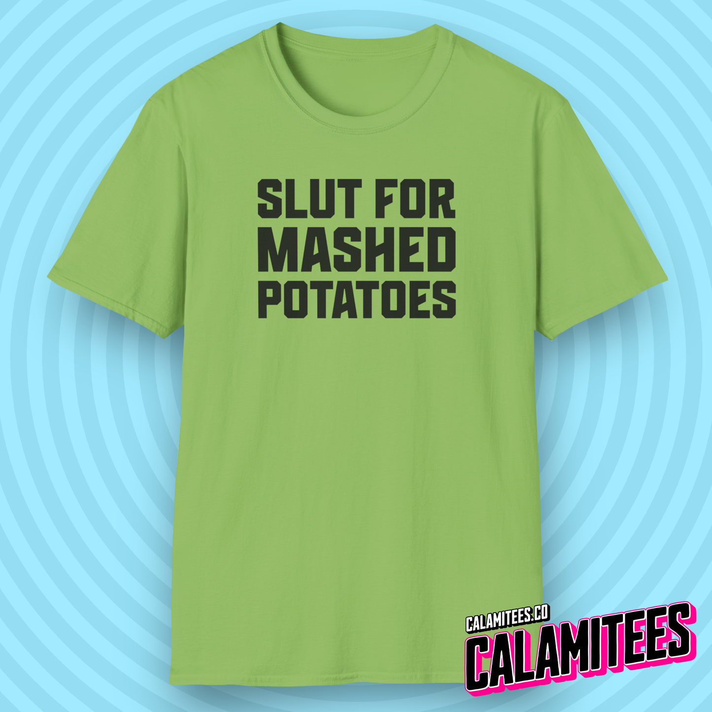 Slut For Mashed Potatoes Typographic Graphic Tee for Food Lovers Funny T-Shirt