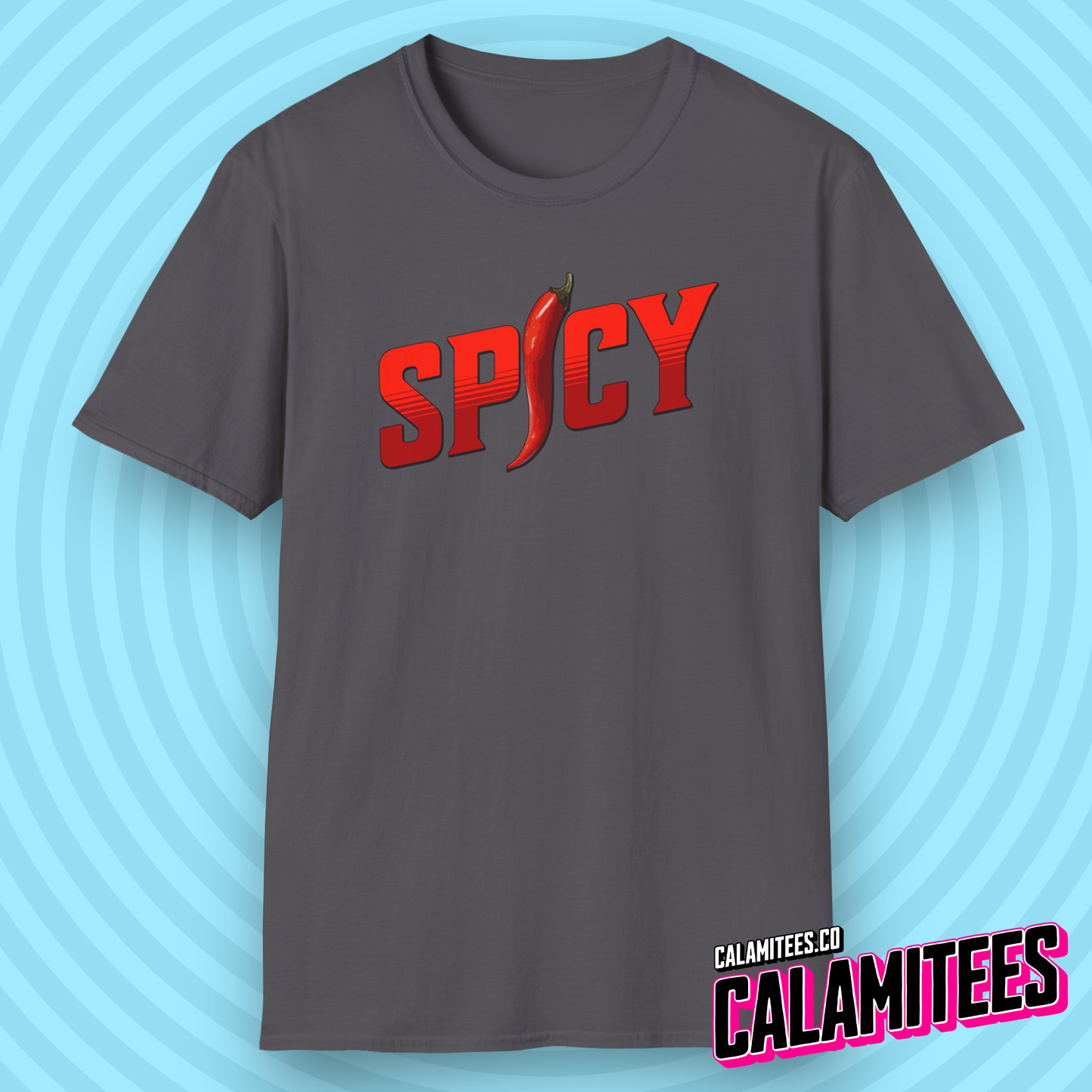 Spicy Red Pepper Text Logo Graphic T-Shirt