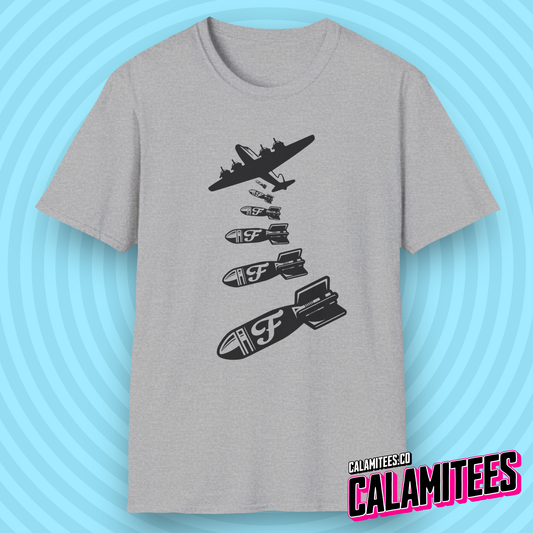 Dropping F-Bombs War Plane Bad Language Swearing Joke T-Shirt
