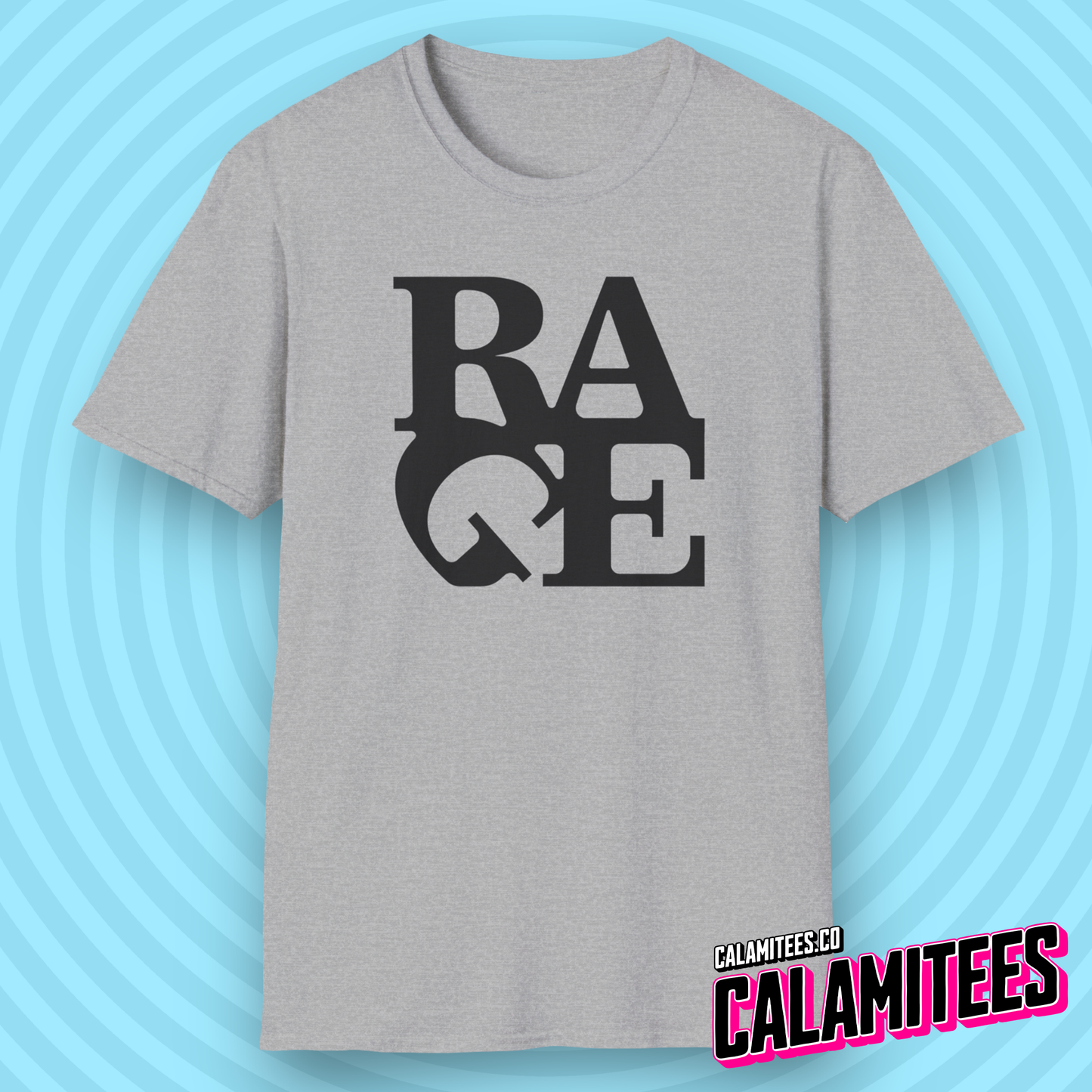 RAGE Artwork - LOVE Sculpture Artwork Parody Logo Graphic Tee Pop-Culture Funny T-Shirt