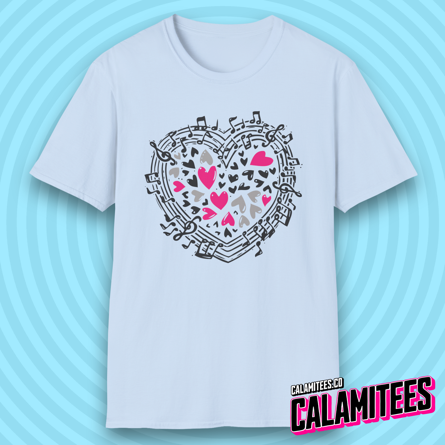 Symphony of Hearts Music Lover Musical Notes Artwork T-Shirt