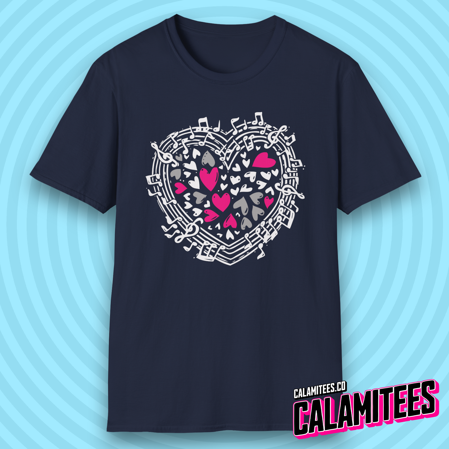 Symphony of Hearts Music Lover Musical Notes Artwork T-Shirt