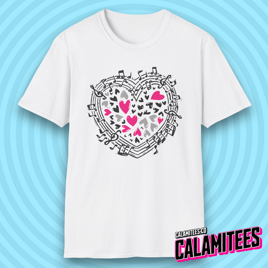 Symphony of Hearts Music Lover Musical Notes Artwork T-Shirt