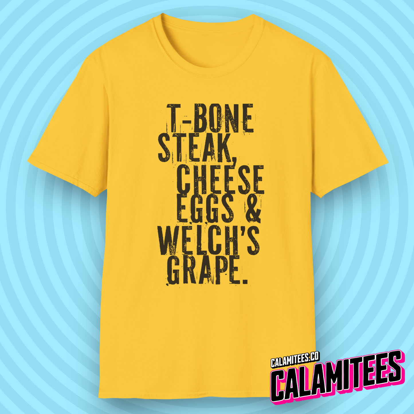 T-Bone Steak, Cheese Eggs & Welch's Grape Notorious BIG Lyrics Graphic Tee Biggie Smalls Hip-Hop Style T-Shirt