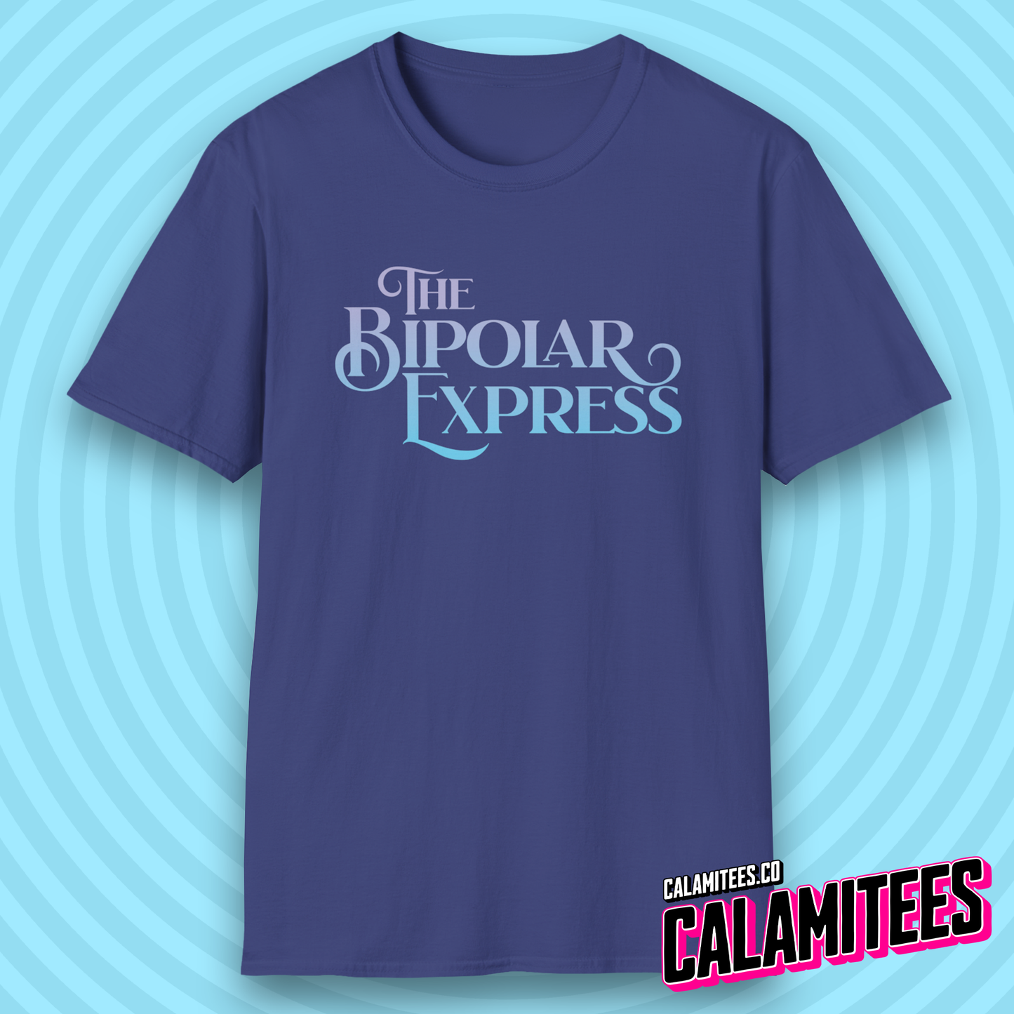 The Bipolar Express Funny Logo Graphic Tee Polar Express Parody for Bipolar, Bipolar Disorder, Manic Mood Swing Humor T-Shirt