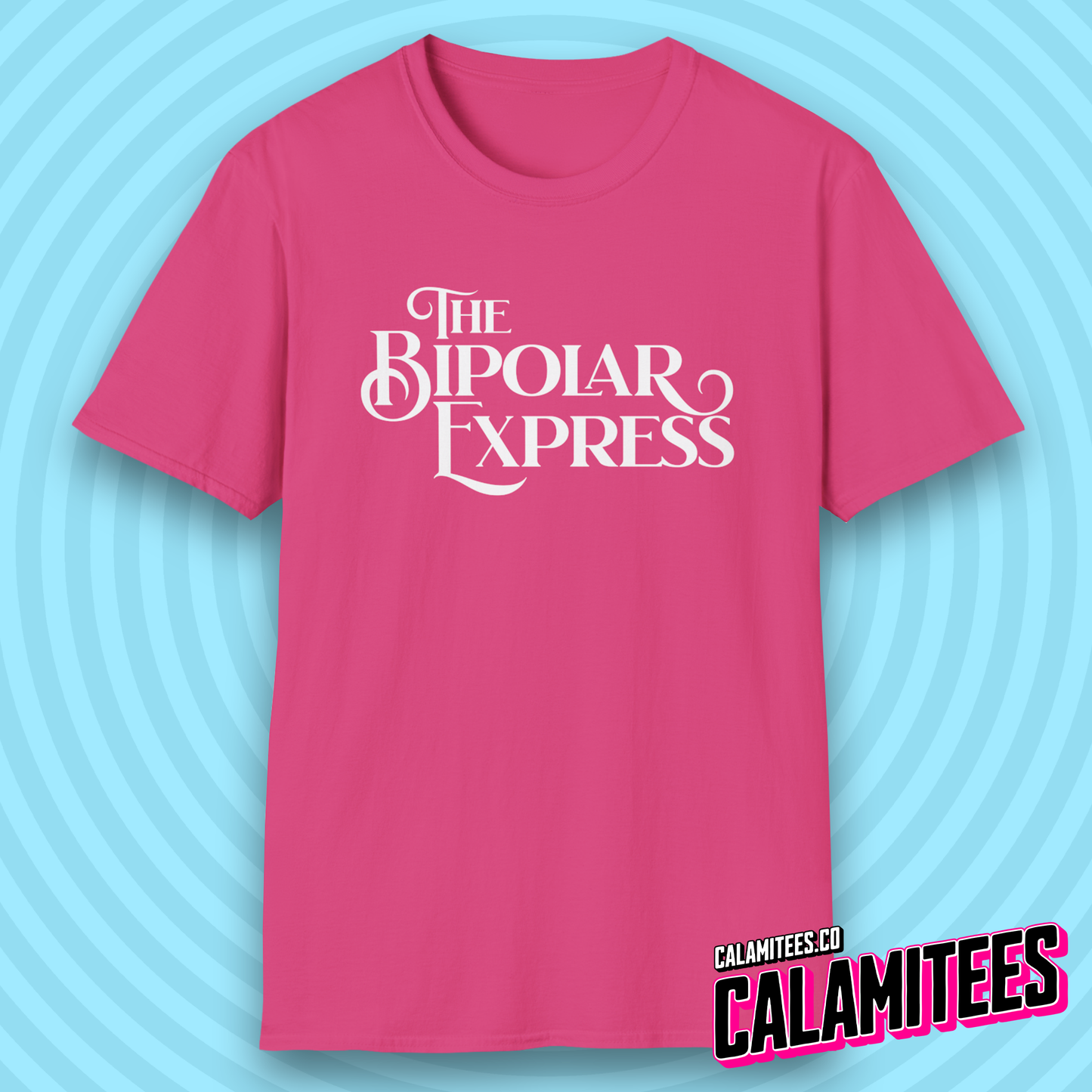The Bipolar Express Funny Logo Graphic Tee Polar Express Parody for Bipolar, Bipolar Disorder, Manic Mood Swing Humor T-Shirt