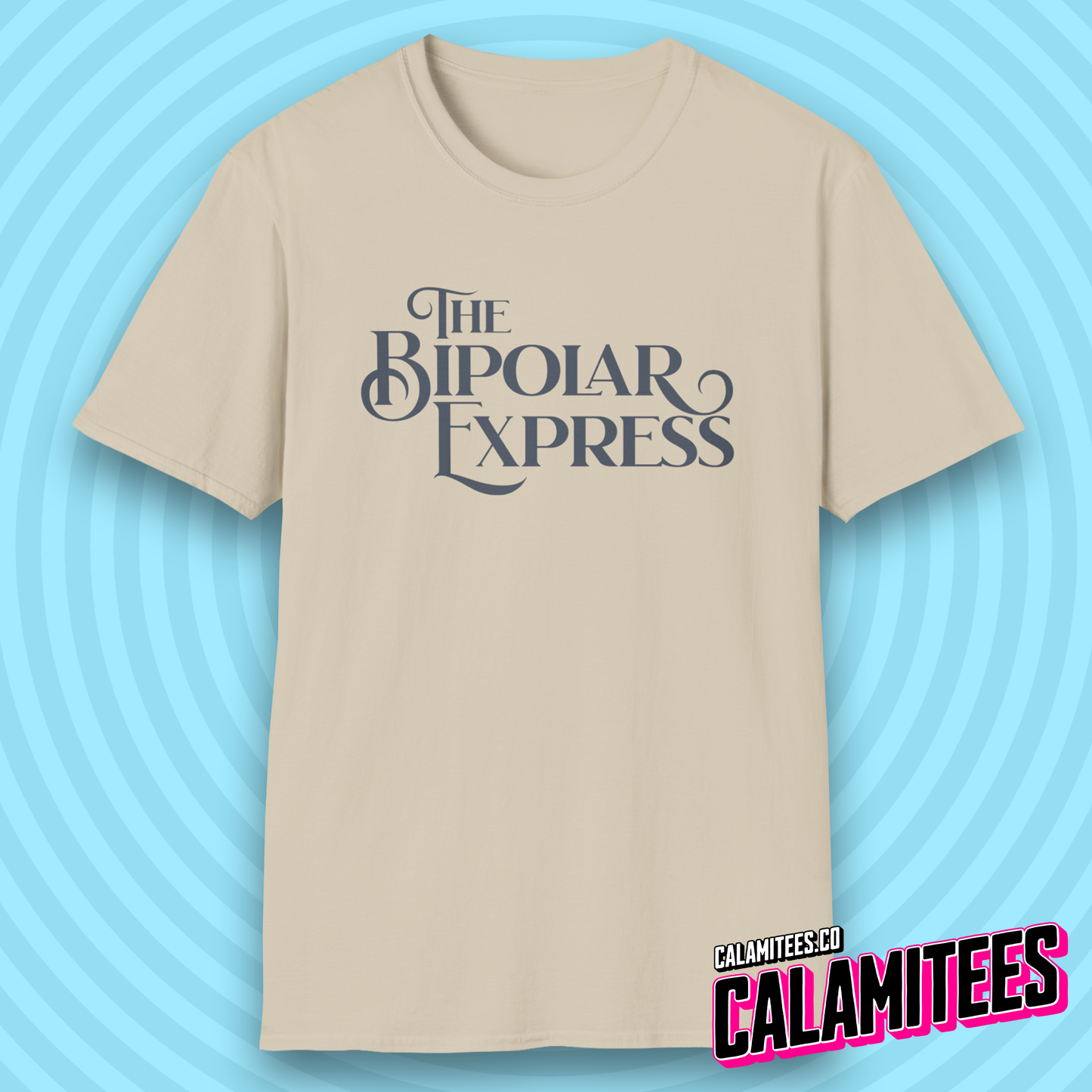 The Bipolar Express Funny Logo Graphic Tee Polar Express Parody for Bipolar, Bipolar Disorder, Manic Mood Swing Humor T-Shirt