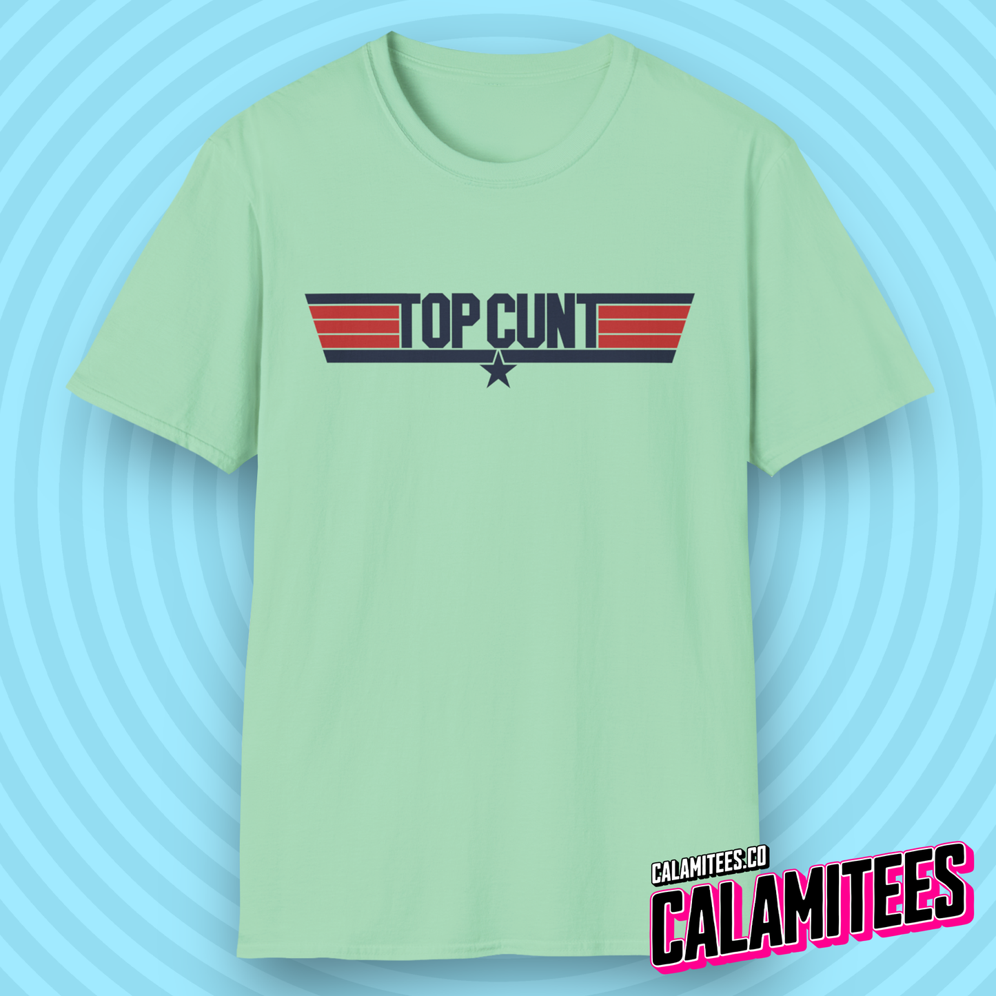 Top Cunt Top Gun Logo Style Funny Parody T-Shirt by CALAMITEES.co