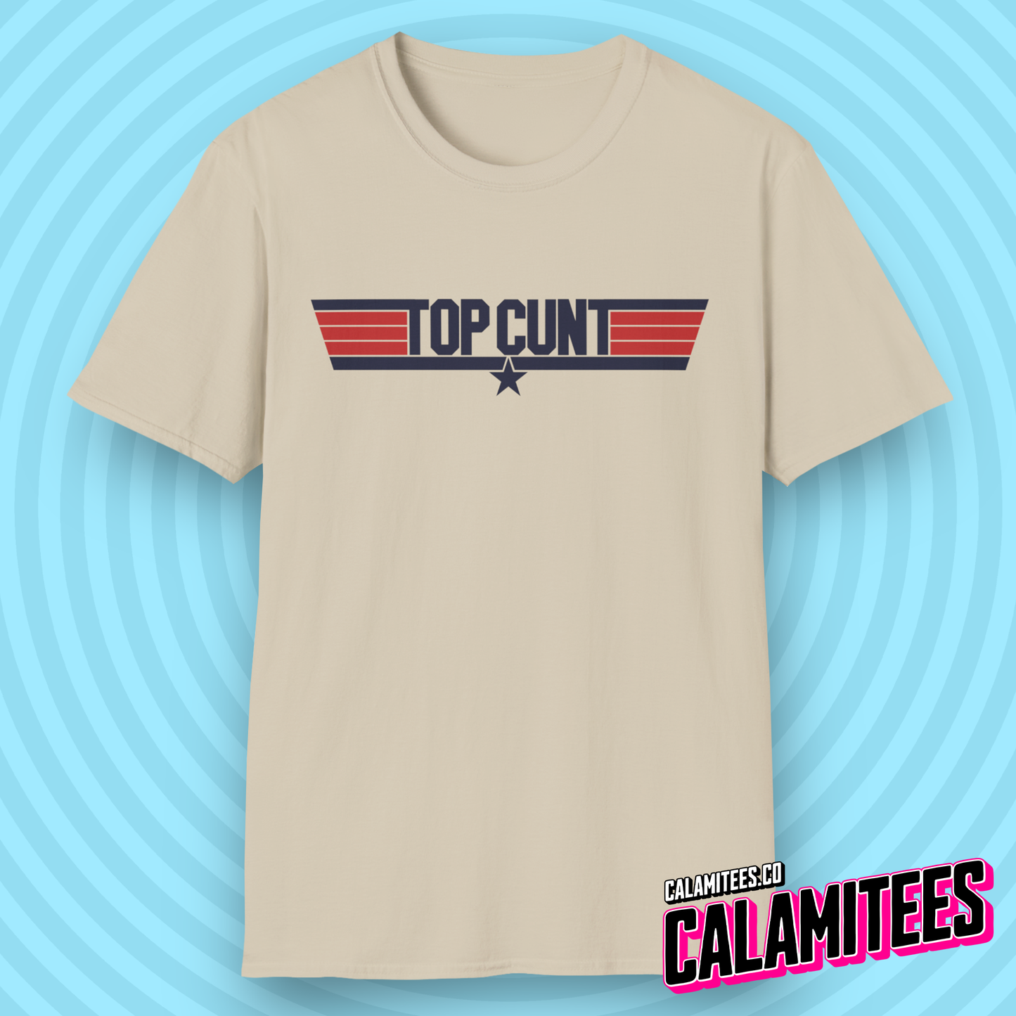 Top Cunt Top Gun Logo Style Funny Parody T-Shirt by CALAMITEES.co