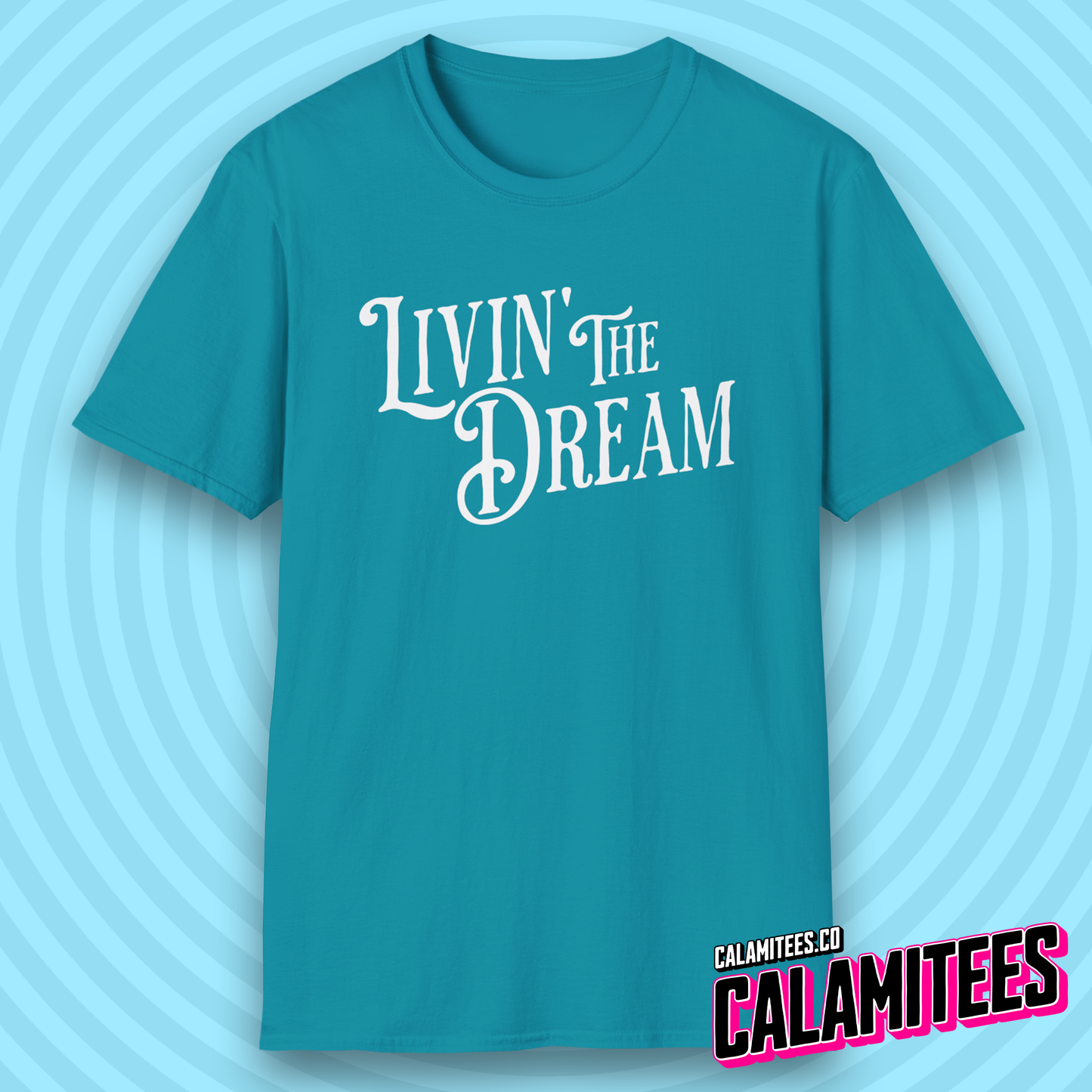 Livin' The Dream (Living The Dream) Vintage Style Typographic Graphic Tee T-Shirt