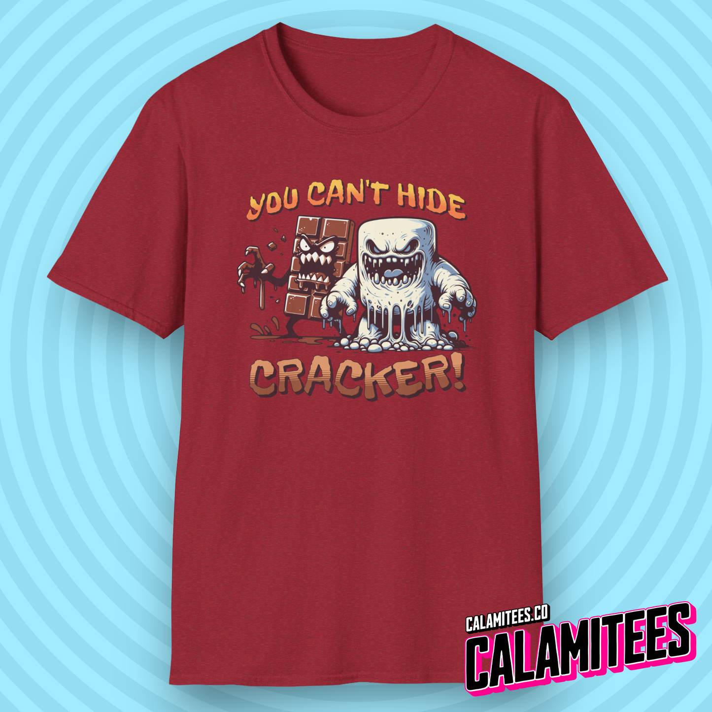 You Can't Hide Cracker - S'Mores Chocolate & Marshmallow Monster T-Shirt