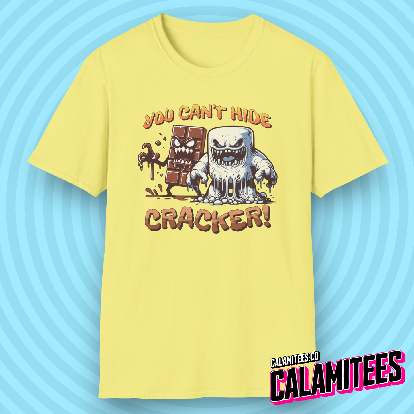 You Can't Hide Cracker - S'Mores Chocolate & Marshmallow Monster T-Shirt